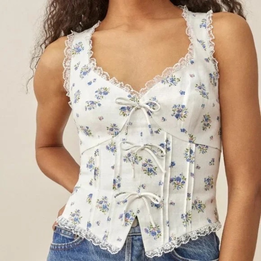 Reformation Brenda Linen Top
